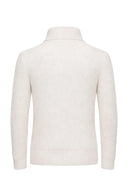 Off-white cashmere wool blend cardigan with foax fur