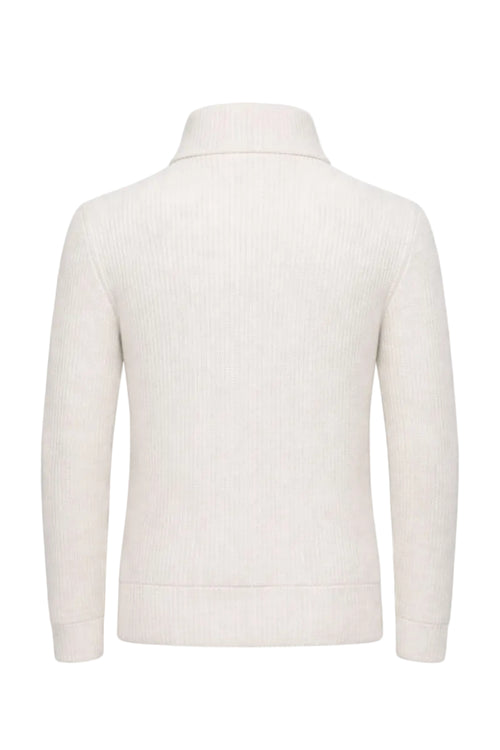 Off-white cashmere wool blend cardigan with foax fur