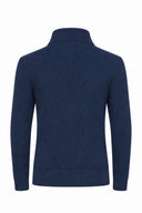 Navy cashmere wool blend cardigan with foax fur